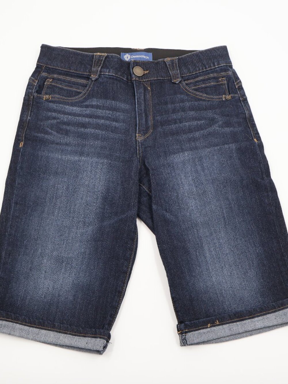 Democracy Ab'solution Bermuda Shorts Womens 10 Dark Indigo Blue Cuffed Stretch
